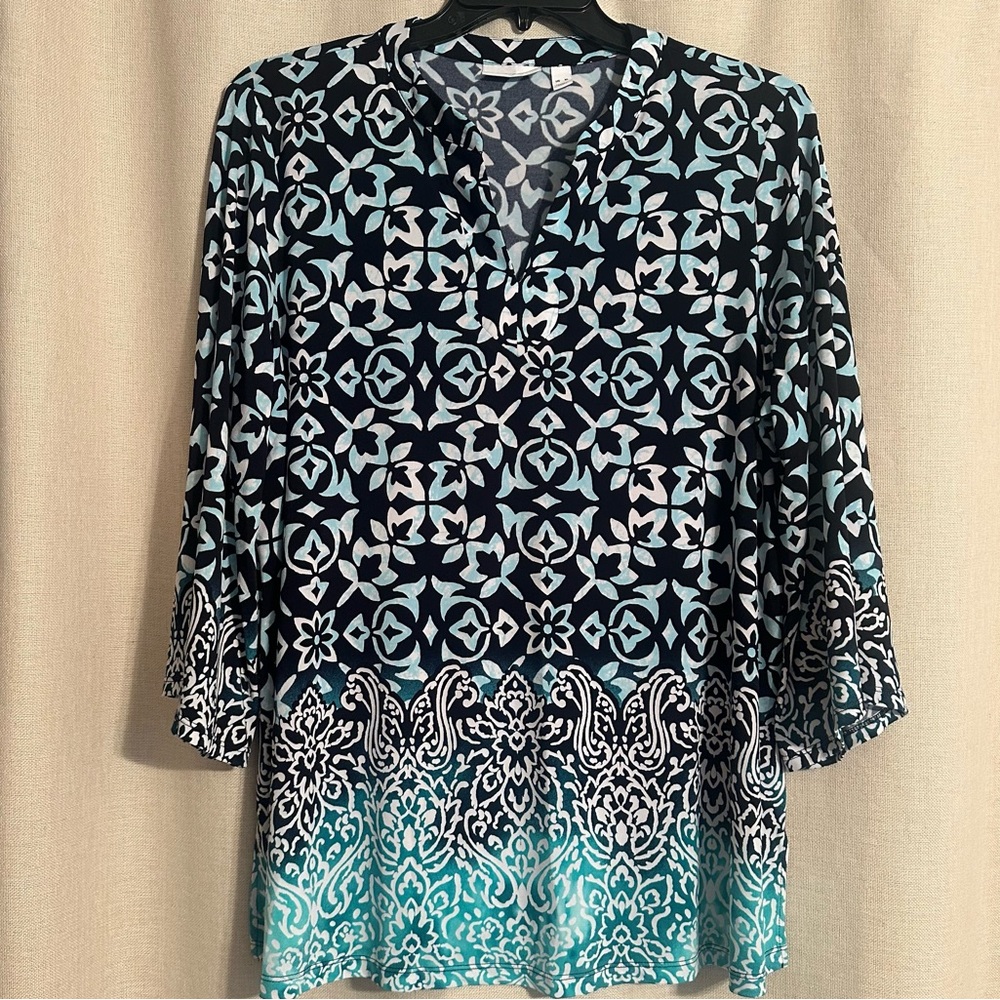Susan Graver Top (XL) 🩵 LIKE NEW, machine wash/wrinkle free